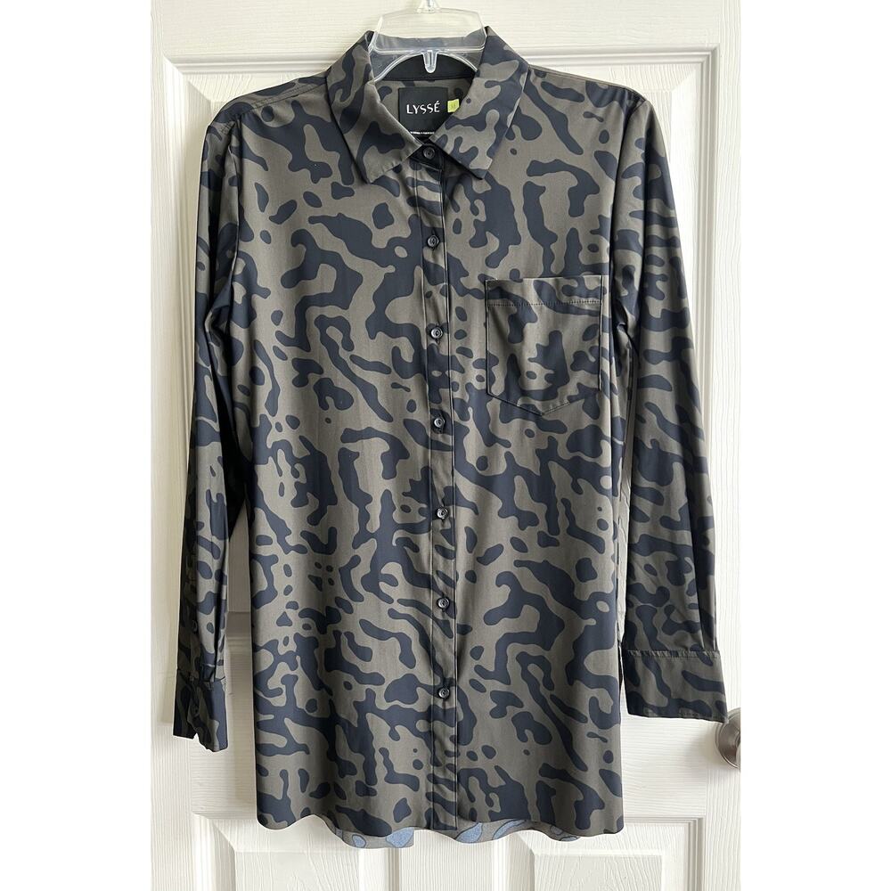 LYSSE Bundle Of 8 Solid Print Button Down Wrinkle Resistant Career Blouses Tops - Picture 9 of 16